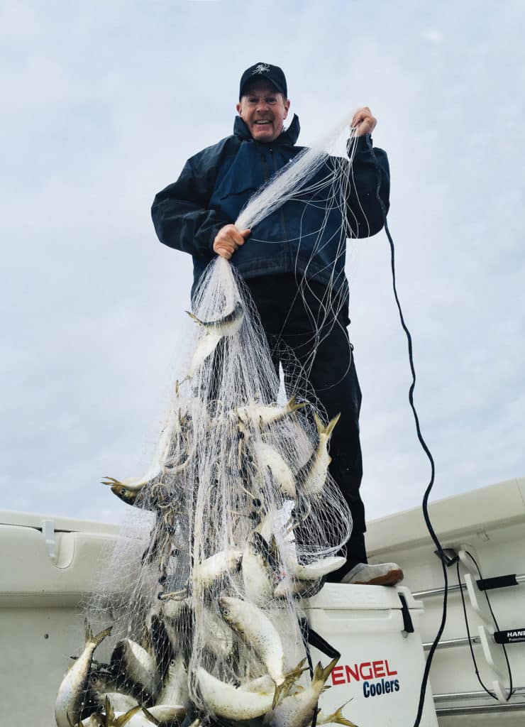 A cast net full of bunker