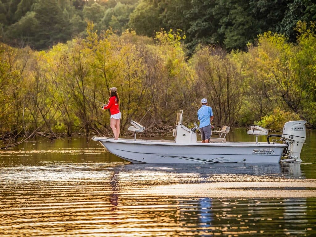 Carolina Skiff 19 SWS fishing in shallow water